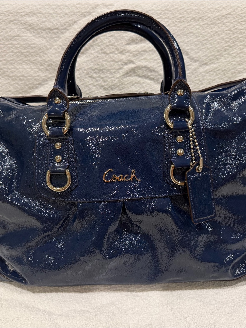 Coach Cobalt Blue Patent Satchel with Polished Hardware with Matching Wallet.